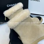 Chanel 2025 Fall/Winter Collection 🐑 Shearling & Wool Ankle Boots Snow Boots for Women - Premium Glossy Suede Upper - Image 3