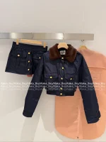 miumiu 2025 Early Fall/Winter Collection 💙 Fur-Trim Cropped "Hot Girl Set" Jacket / Bodycon Skirt