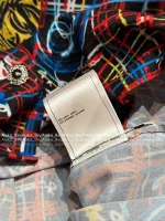 Chanel 2025 Fall/Winter Collection 🌈 Painted Line Print Logo Crystal Button Stand-Collar Silk-Cotton Blouse for Women - Image 4