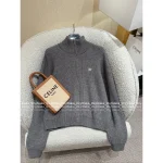 Celine 2025 Early Fall/Winter Collection 🔍 Minimalist Embroidered Logo Zip-Front Wool Knit Cardigan for Women - Image 14