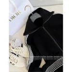 Dior "Slimming Silhouette Style" 🖤 D+ 2025 Fall/Winter Collection Slim-Fit Stand-Collar Zip-Front Cashmere Knit Cardigan - Image 13