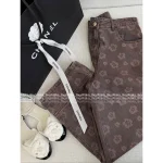 Chanel 2025 Fall/Winter Collection 🐻 Special Enzyme Wash Denim Camellia Print Logo High-Waist Slimming Wide-Leg Jeans for Women - Image 13