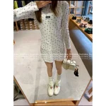 miumiu 2025 Early Fall/Winter Collection 🌷 "Pure Floral" Round Neck Logo Slim-Fit Cotton Dress / Short Sleeve / Tank Top Full Collection - Image 11