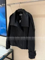 ACNE STUDIOS 2025 New Designer Stand-Collar PU Pebbled Shearling-Texture Jacket for Women