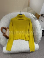 Celine 2025 Fall/Winter Collection 🍋©️ Lemon Yellow Mock Neck Wool Pullover for Women - Image 20
