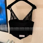 Chanel 2025 Fall/Winter Collection 🖤 Artisan Lace V-Neck Crystal Button Arched Corset Top for Women - Image 17