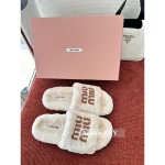 miumiu 2024 Fall/Winter Collection 🐑 Genuine Leather Letter Logo Wool Slippers for Women - Imported Australian Wool Fabric ~ Super Comfortable - Image 16