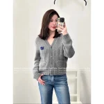 Celine Must-Have for Christmas & New Year ♥️ ©️ 2025 Fall/Winter Collection Brooch Logo Red Cashmere Knit Cardigan - Image 8