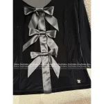 Chanel 2025 Runway Collection 🎀 Keeper Piece~ Handmade Silk Satin Bow Round Neck Three-Quarter Sleeve Velvet Top for Women - Image 10