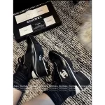 Chanel 2025 Fall/Winter Collection 🖤 Imported Leather Mesh Detail Block Heel Logo Sneakers for Women - Image 16