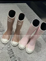 Chanel Barbie Princess Boots~ 2025N Hot Drop New Colorway Color-Block Logo Rain Boots Imported Original Mold Special Waterproof Material - Image 13