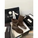 Chanel 2025 Fall/Winter Collection 👢 Lucky Four-Leaf Clover Metal Chain ⛓️ Pendant Ankle Boots for Women - Image 16