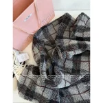 miumiu 2025 Early Fall/Winter Collection 🩶 Color-Block Plaid Fleece Zip-Up Furry Jacket Oversized Fit - Image 12