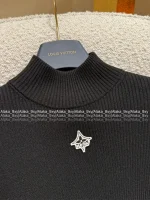 Louis Vuitton 2025 Early Fall/Winter Collection 🔍 Embroidered Logo Mock Neck Black Slim-Fit Wool Knit Base Layer for Women - Slimming & Elegant - Image 7
