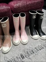 Chanel Barbie Princess Boots~ 2025N Hot Drop New Colorway Color-Block Logo Rain Boots Imported Original Mold Special Waterproof Material - Image 12