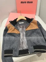 miumiu 2025 Early Fall/Winter Collection 🩶 Colorblock Hot Crop Wool Blend Jacket for Women - Image 16
