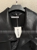 ACNE STUDIOS 2025 New Designer Stand-Collar PU Pebbled Shearling-Texture Jacket for Women - Image 18