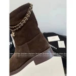 Chanel 2025 Fall/Winter Collection 👢 Lucky Four-Leaf Clover Metal Chain ⛓️ Pendant Ankle Boots for Women - Image 15