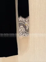 VALENTINO 2025 Fall/Winter Collection 👸 Water-Soluble Lace Cuff Bodycon Stretch Knit Cashmere Dress for Women - Image 16