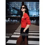 Celine Must-Have for Christmas & New Year ♥️ ©️ 2025 Fall/Winter Collection Brooch Logo Red Cashmere Knit Cardigan - Image 6