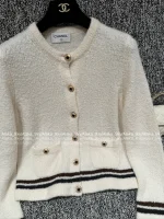 Chanel 2025 Fall/Winter CoCo Neigh Ski Collection 🤍 Teddy Cream Faux Fur Round Neck Kashmir Cashmere/Silk Cardigan & Midi Skirt for Women - Image 20