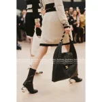 Chanel 2025 Fall/Winter Atelier Collection Runway Style 🖤 Chunky Chain Metal Logo Oversized Hippie Hobo Bag in Imported Matte Soft Calfskin - Image 10