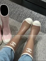 Chanel Barbie Princess Boots~ 2025N Hot Drop New Colorway Color-Block Logo Rain Boots Imported Original Mold Special Waterproof Material - Image 11