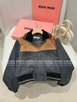 miumiu 2025 Early Fall/Winter Collection 🩶 Colorblock Hot Crop Wool Blend Jacket for Women - Image 15
