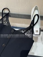 Chanel 2025 Fall/Winter Collection 🖤 Artisan Lace V-Neck Crystal Button Arched Corset Top for Women - Image 14