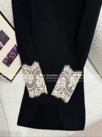 VALENTINO 2025 Fall/Winter Collection 👸 Water-Soluble Lace Cuff Bodycon Stretch Knit Cashmere Dress for Women - Image 15
