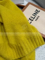 Celine 2025 Fall/Winter Collection 🍋©️ Lemon Yellow Mock Neck Wool Pullover for Women - Image 17