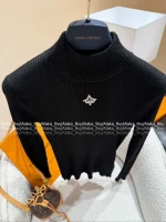 Louis Vuitton 2025 Early Fall/Winter Collection 🔍 Embroidered Logo Mock Neck Black Slim-Fit Wool Knit Base Layer for Women - Slimming & Elegant - Image 18