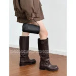 Prada High-Quality Beauty Style ~ 2025 Early Fall/Winter Collection Wide-Calf Motorcycle Boots 👢 Custom Imported Leather Gift Box - Image 15