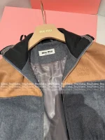 miumiu 2025 Early Fall/Winter Collection 🩶 Colorblock Hot Crop Wool Blend Jacket for Women - Image 14
