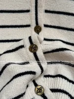 Dior 2025 Fall/Winter Collection ⚓️ Navy Lapel 8️⃣ Letter Logo Black-White Colorblock Striped Wool 🦙 Knit Cardigan - Image 20