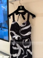 Chanel 25/26FW Early Spring Runway Collection 🔍 Artisan Print Ribbon 🎀 Bow Asymmetrical Maxi Dress / Halter Neck Dress - Image 25
