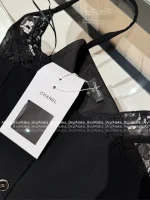 Chanel 2025 Fall/Winter Collection 🖤 Artisan Lace V-Neck Crystal Button Arched Corset Top for Women - Image 13
