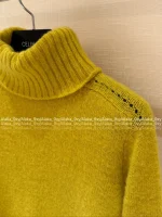 Celine 2025 Fall/Winter Collection 🍋©️ Lemon Yellow Mock Neck Wool Pullover for Women - Image 16