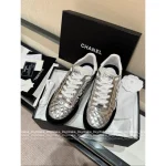 Chanel 2025 Fall/Winter Collection ©️©️ Ski Series Tech-Futuristic Silver Tone Motion Classic Cortez Sneakers for Women - Stylish & Super Comfortable~