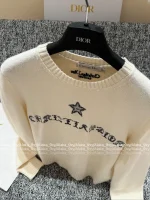 Dior 2025 Early Fall/Winter Collection ⭐️ Round Neck Embroidered Letter Logo Pullover Cashmere/Wool Blend Knit Sweater - Image 11