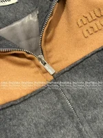miumiu 2025 Early Fall/Winter Collection 🩶 Colorblock Hot Crop Wool Blend Jacket for Women - Image 13