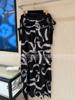 Chanel 25/26FW Early Spring Runway Collection 🔍 Artisan Print Ribbon 🎀 Bow Asymmetrical Maxi Dress / Halter Neck Dress - Image 24