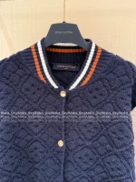 Louis Vuitton 2025 Fall/Winter Collection 🆕 Ski Series Colorblock Subtle Jacquard Logo Baseball Wool Knit Jacket - Image 9