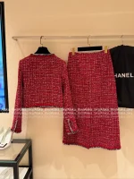Chanel Festive Holiday Collection for the Sophisticated Woman ♥️ 2025 Fall/Winter Series Imported Tweed Wool Woven Pocket Blazer / Midi Skirt / Wide-Leg Pants - Image 13