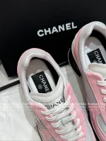 Chanel 2025 Fall/Winter Collection 🖤 Imported Leather Mesh Detail Block Heel Logo Sneakers for Women - Image 11
