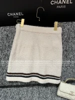 Chanel 2025 Fall/Winter CoCo Neigh Ski Collection 🤍 Teddy Cream Faux Fur Round Neck Kashmir Cashmere/Silk Cardigan & Midi Skirt for Women - Image 17