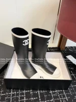 Chanel Barbie Princess Boots~ 2025N Hot Drop New Colorway Color-Block Logo Rain Boots Imported Original Mold Special Waterproof Material - Image 27