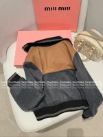 miumiu 2025 Early Fall/Winter Collection 🩶 Colorblock Hot Crop Wool Blend Jacket for Women - Image 12