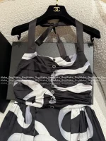 Chanel 25/26FW Early Spring Runway Collection 🔍 Artisan Print Ribbon 🎀 Bow Asymmetrical Maxi Dress / Halter Neck Dress - Image 23