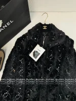 Chanel 2025 Ski Collection ❕ “Most Beautiful Eco-Fur” All-Over Sequin Embroidery Print Logo Lapel 3/4 Sleeve Fur Coat with Silk Lining - Image 17